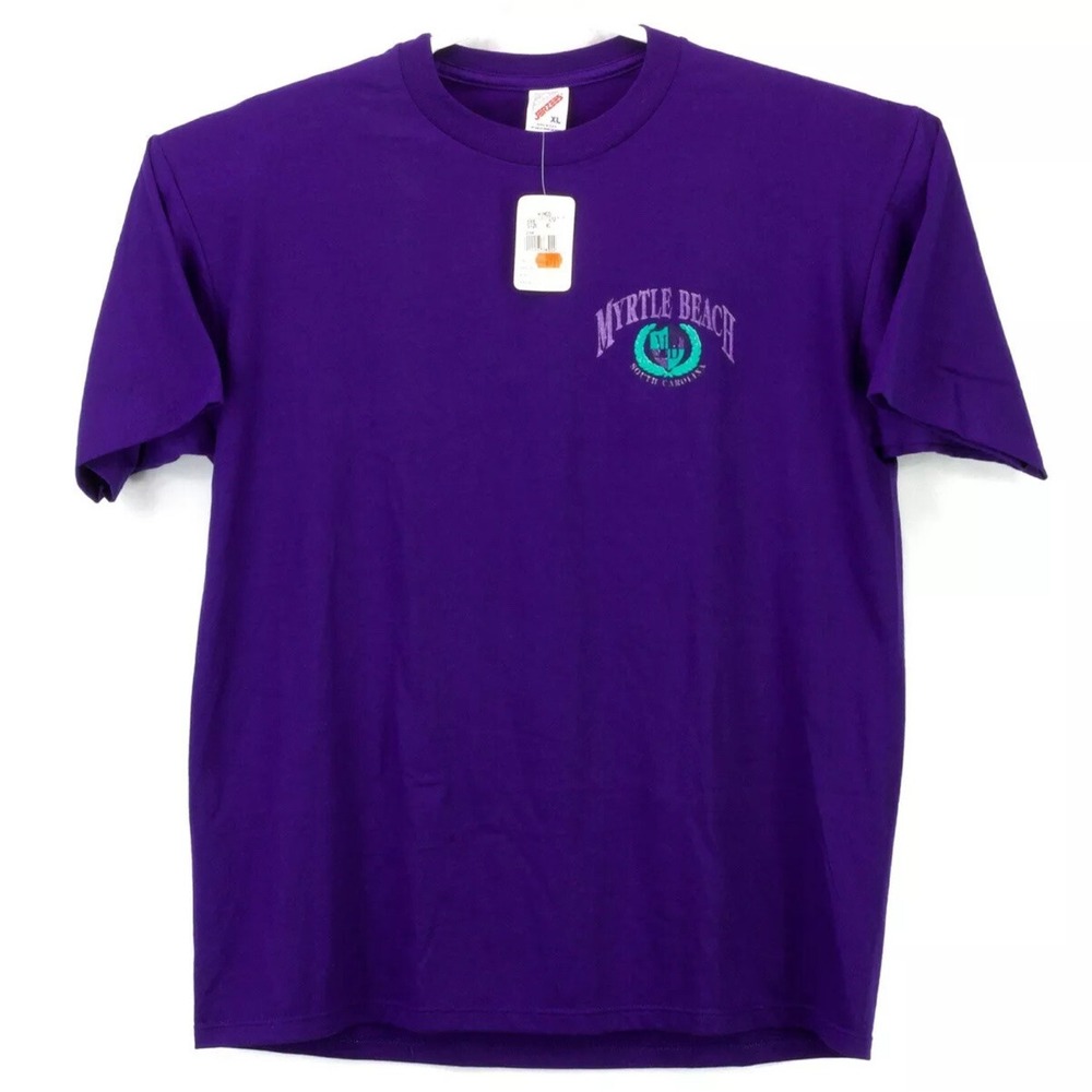 Jerzees Myrtle Beach South Carolina T-Shirt Mens XL Purple Vintage 90s‎ USA NWT